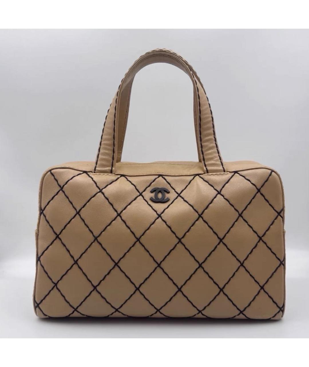 CHANEL Коричневая кожаная сумка с короткими ручками, фото 4