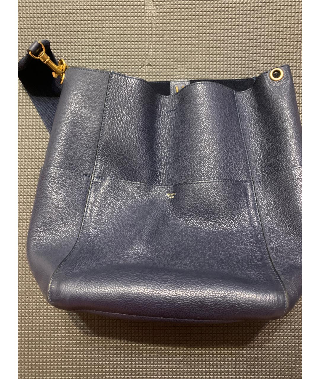 CELINE Синяя кожаная сумка тоут, фото 8