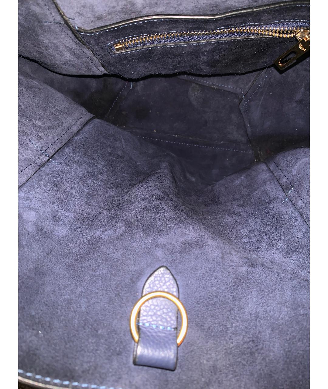 CELINE Синяя кожаная сумка тоут, фото 4