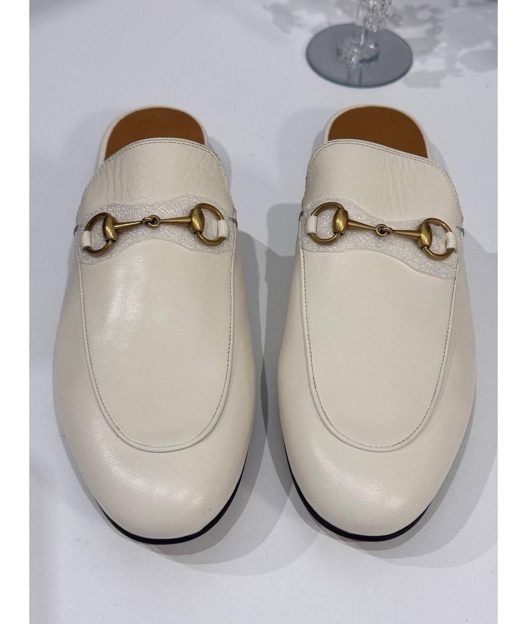 GUCCI Бежевые кожаные мюли, фото 3