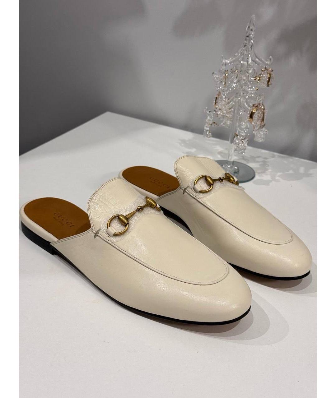 GUCCI Бежевые кожаные мюли, фото 2