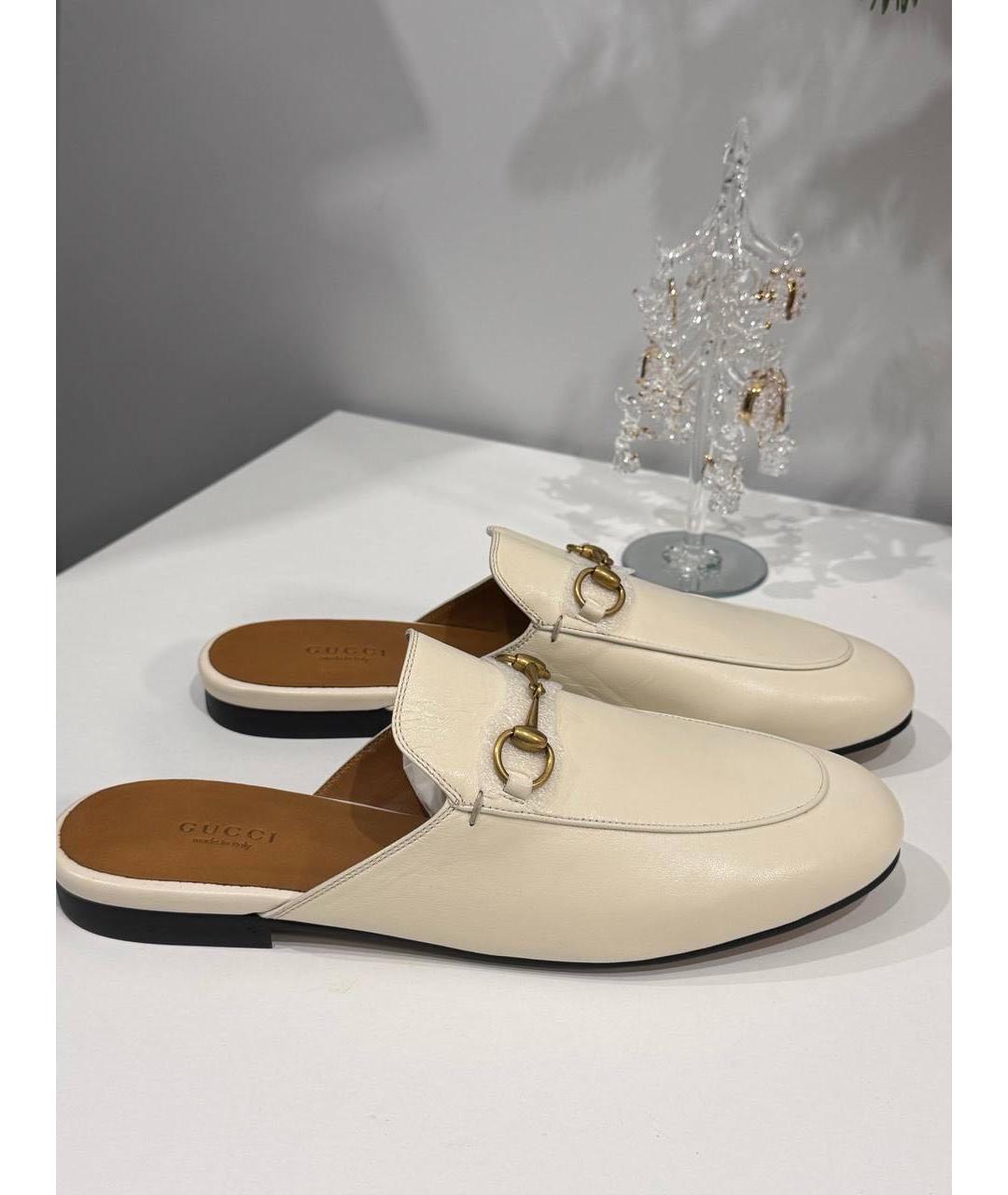 GUCCI Бежевые кожаные мюли, фото 4