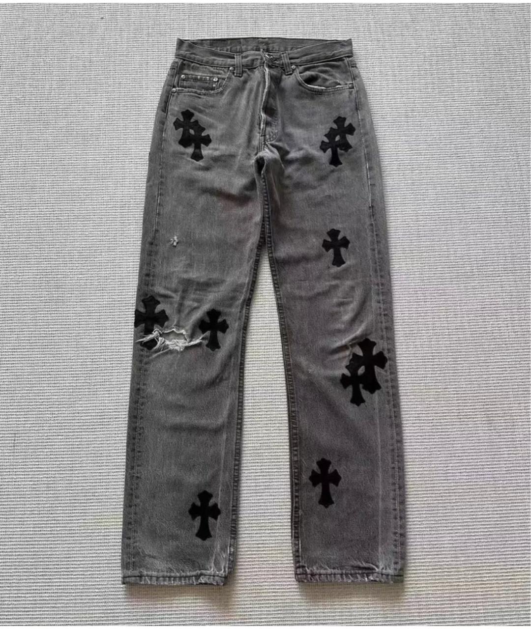 CHROME HEARTS Серые прямые джинсы, фото 4