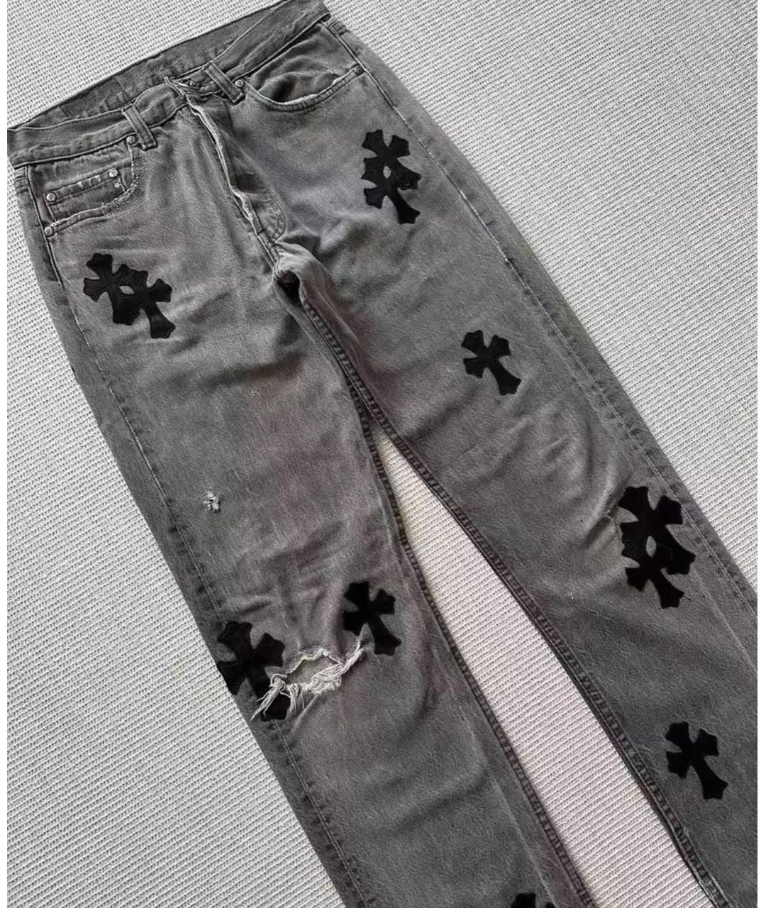 CHROME HEARTS Серые прямые джинсы, фото 3