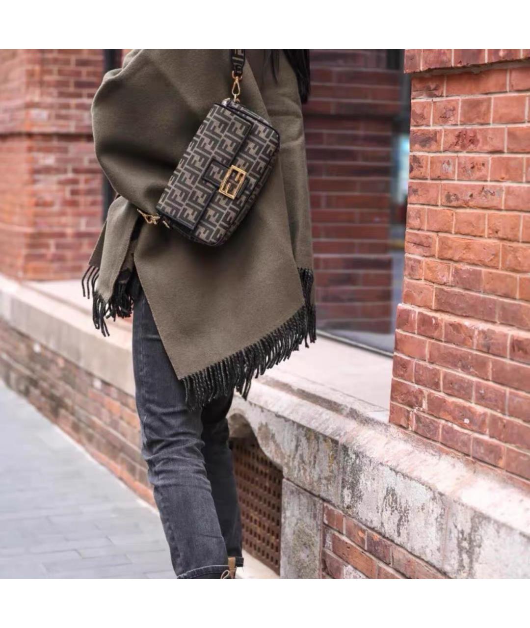 FENDI Коричневая тканевая сумка через плечо, фото 8