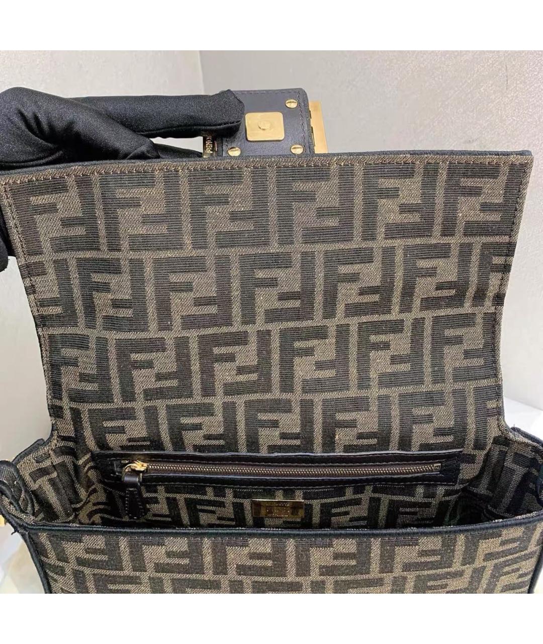 FENDI Коричневая тканевая сумка через плечо, фото 6