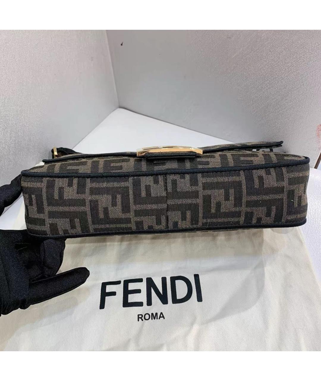 FENDI Коричневая тканевая сумка через плечо, фото 5