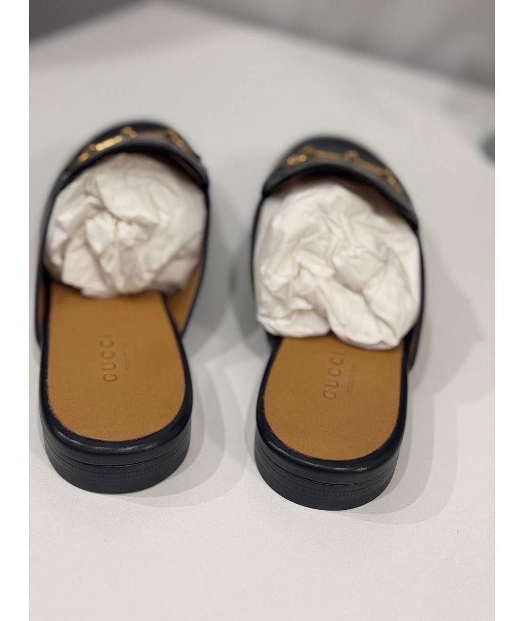 GUCCI Черные кожаные мюли, фото 4