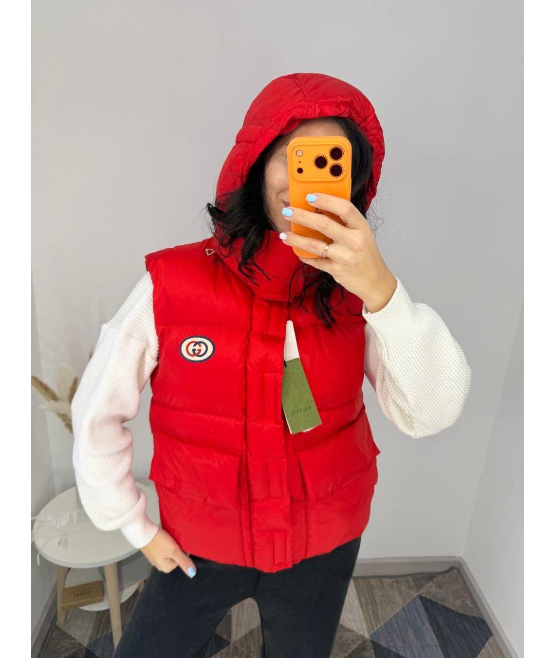 GUCCI Красный атласный жилет, фото 5