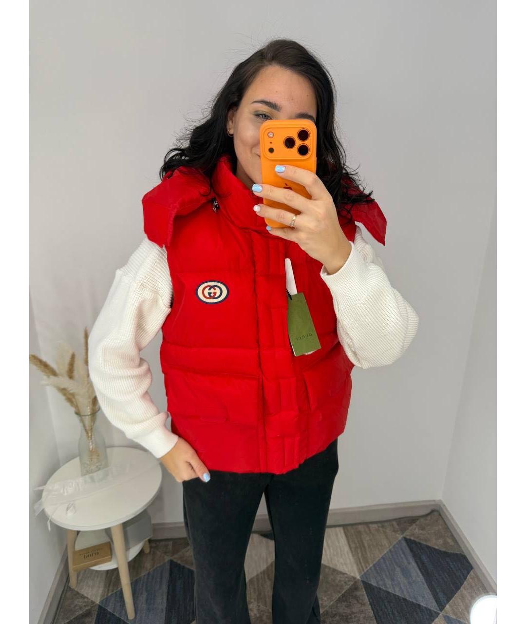GUCCI Красный атласный жилет, фото 6