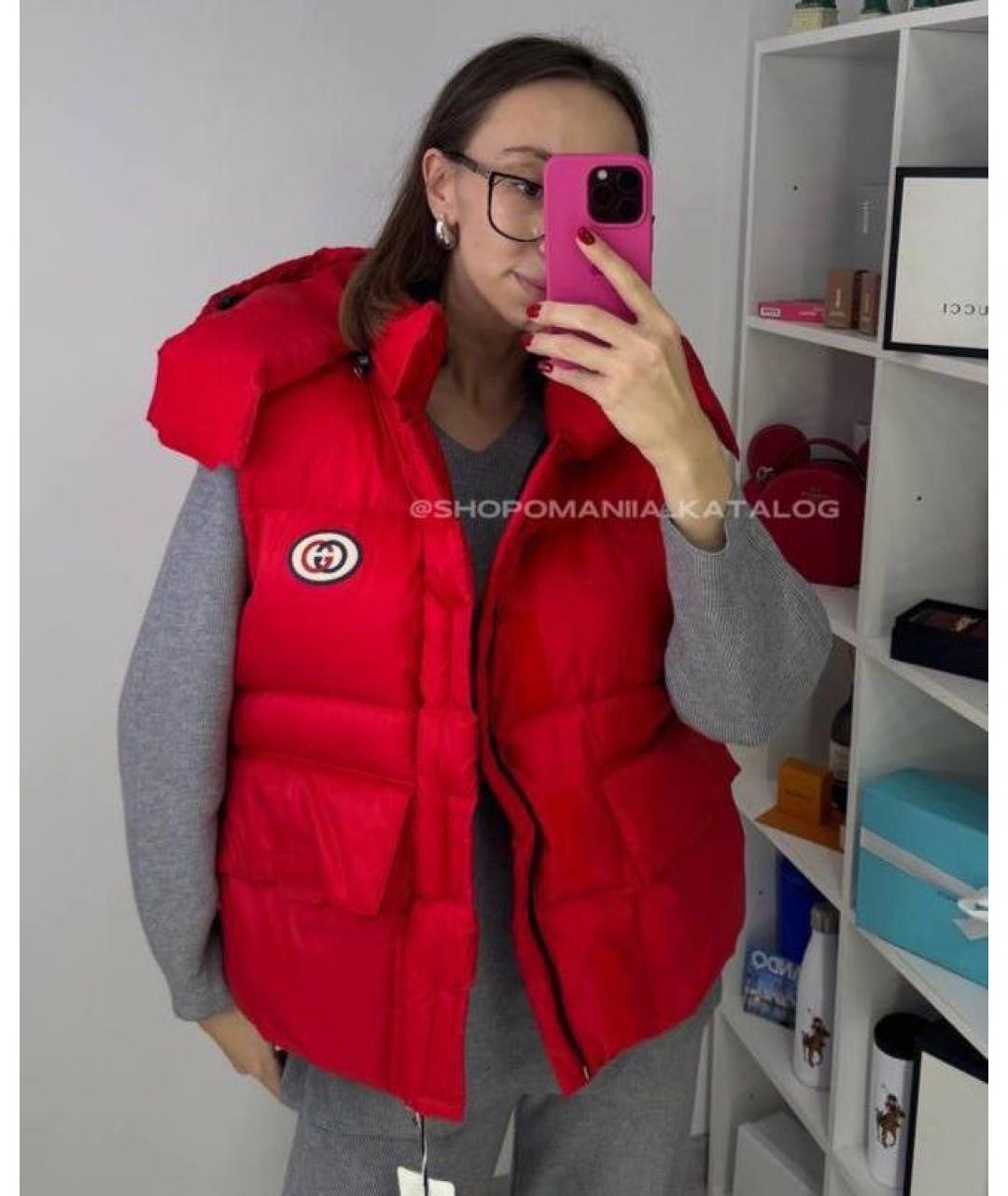 GUCCI Красный атласный жилет, фото 4