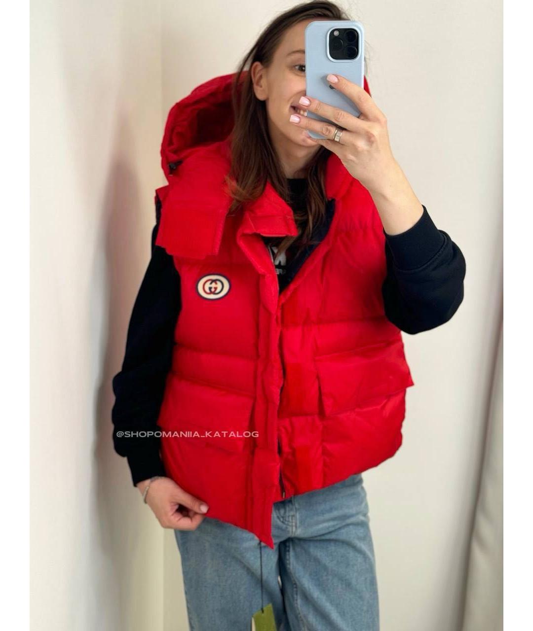 GUCCI Красный атласный жилет, фото 5