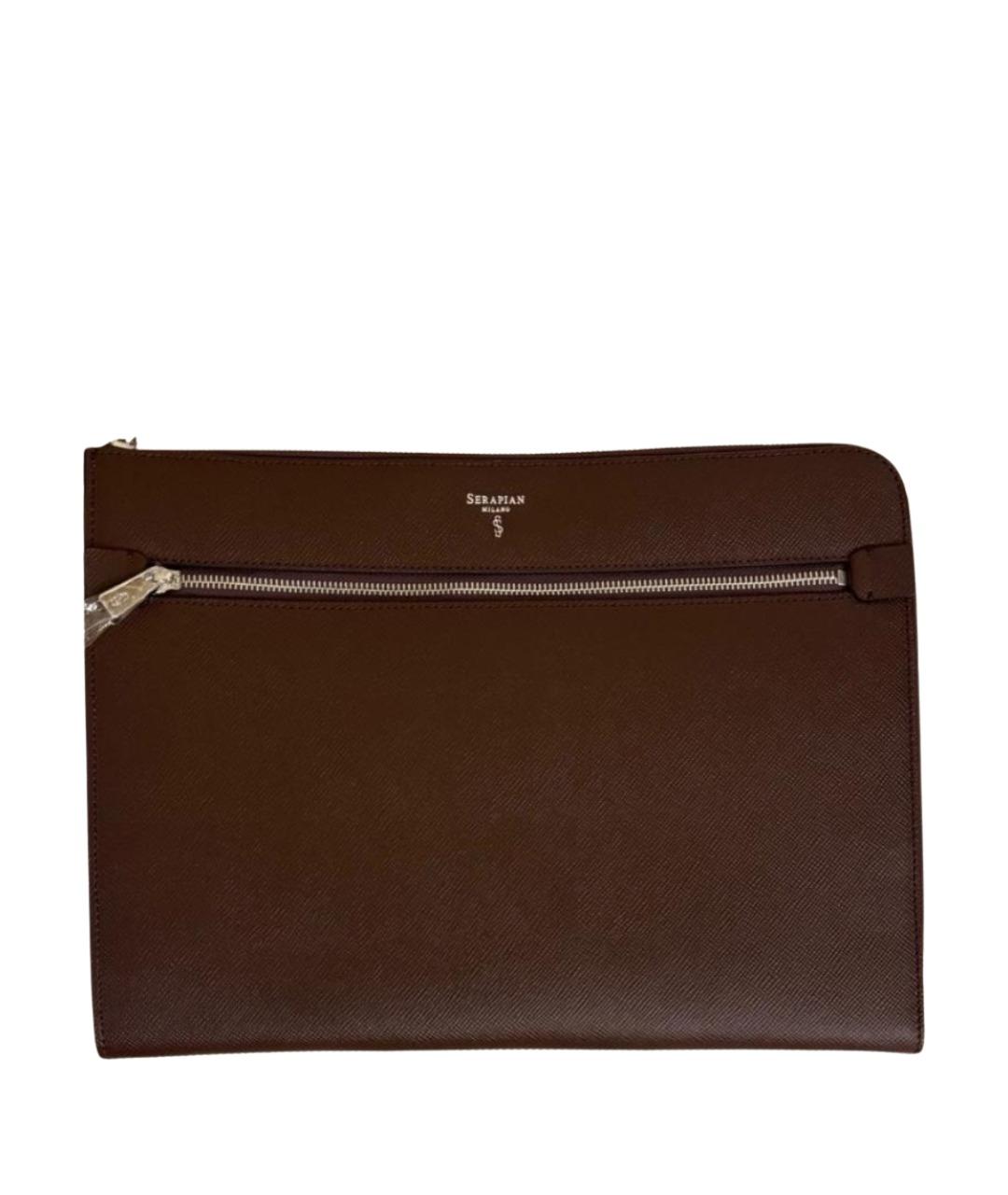 SERAPIAN Коричневая кожаная папка для документов, фото 1