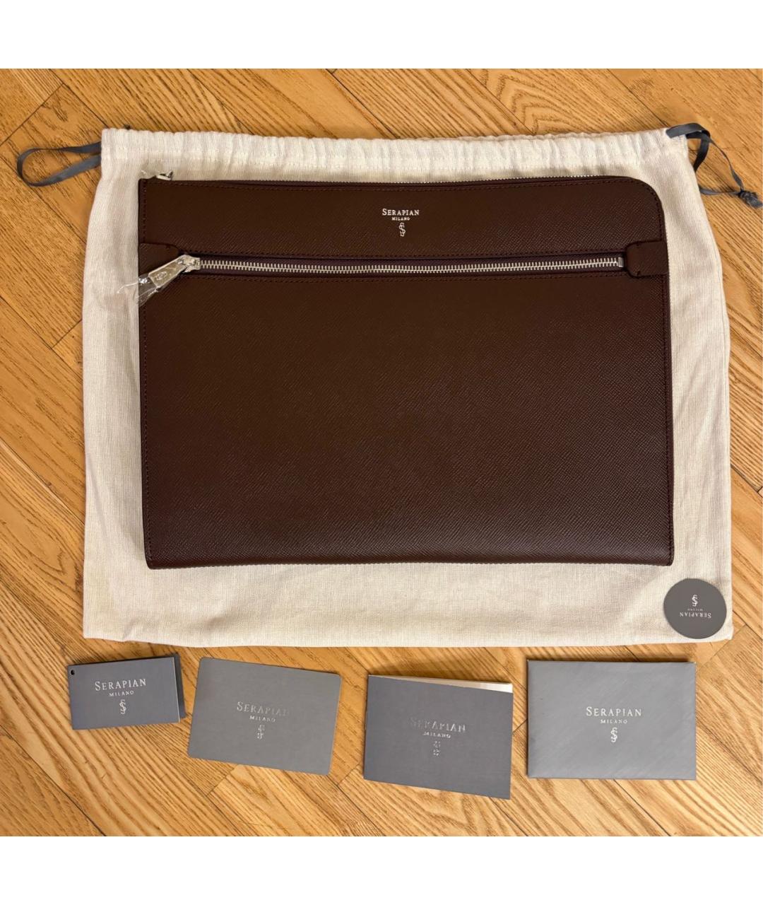 SERAPIAN Коричневая кожаная папка для документов, фото 9