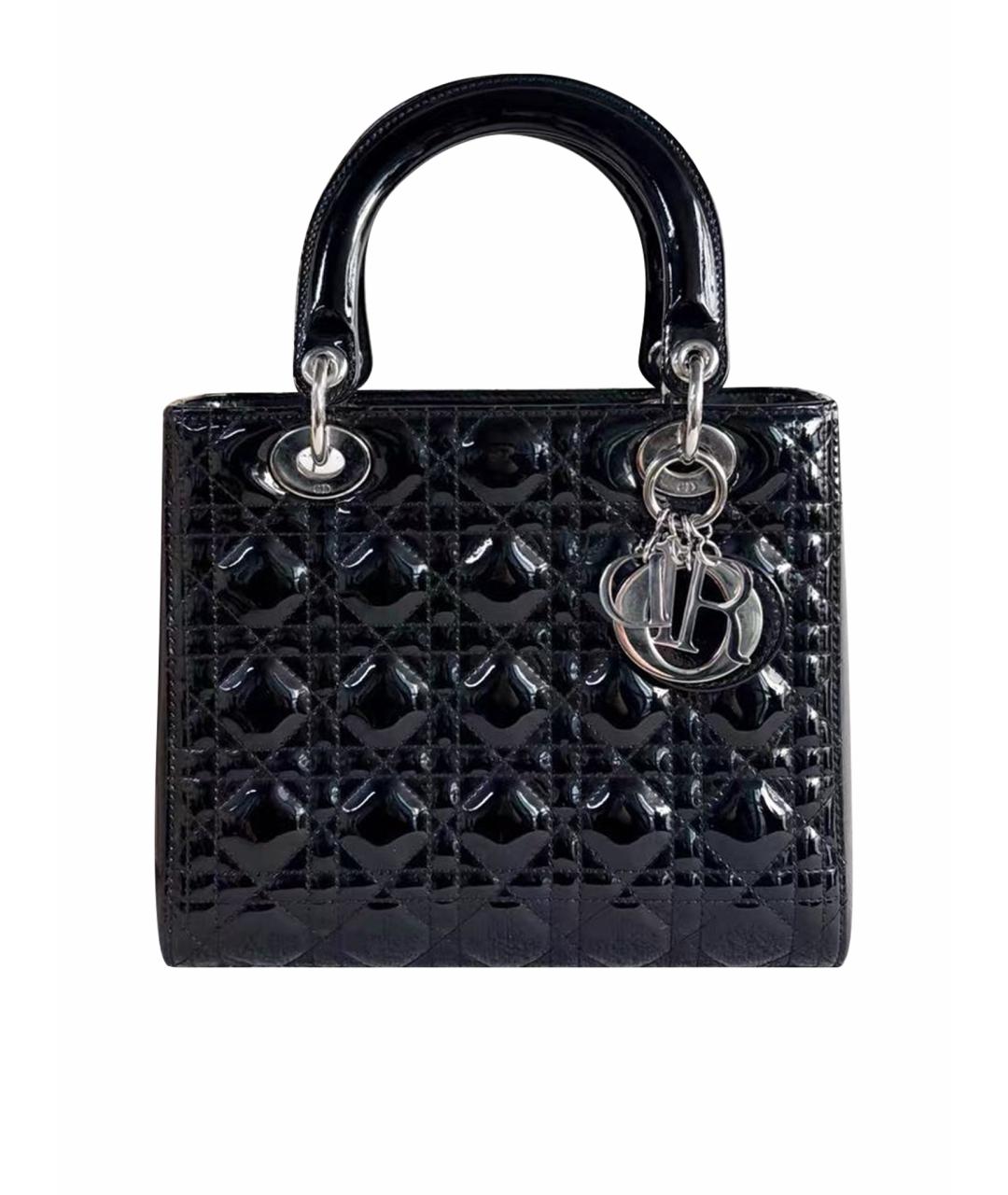 CHRISTIAN DIOR Черная сумка с короткими ручками из лакированной кожи, фото 1