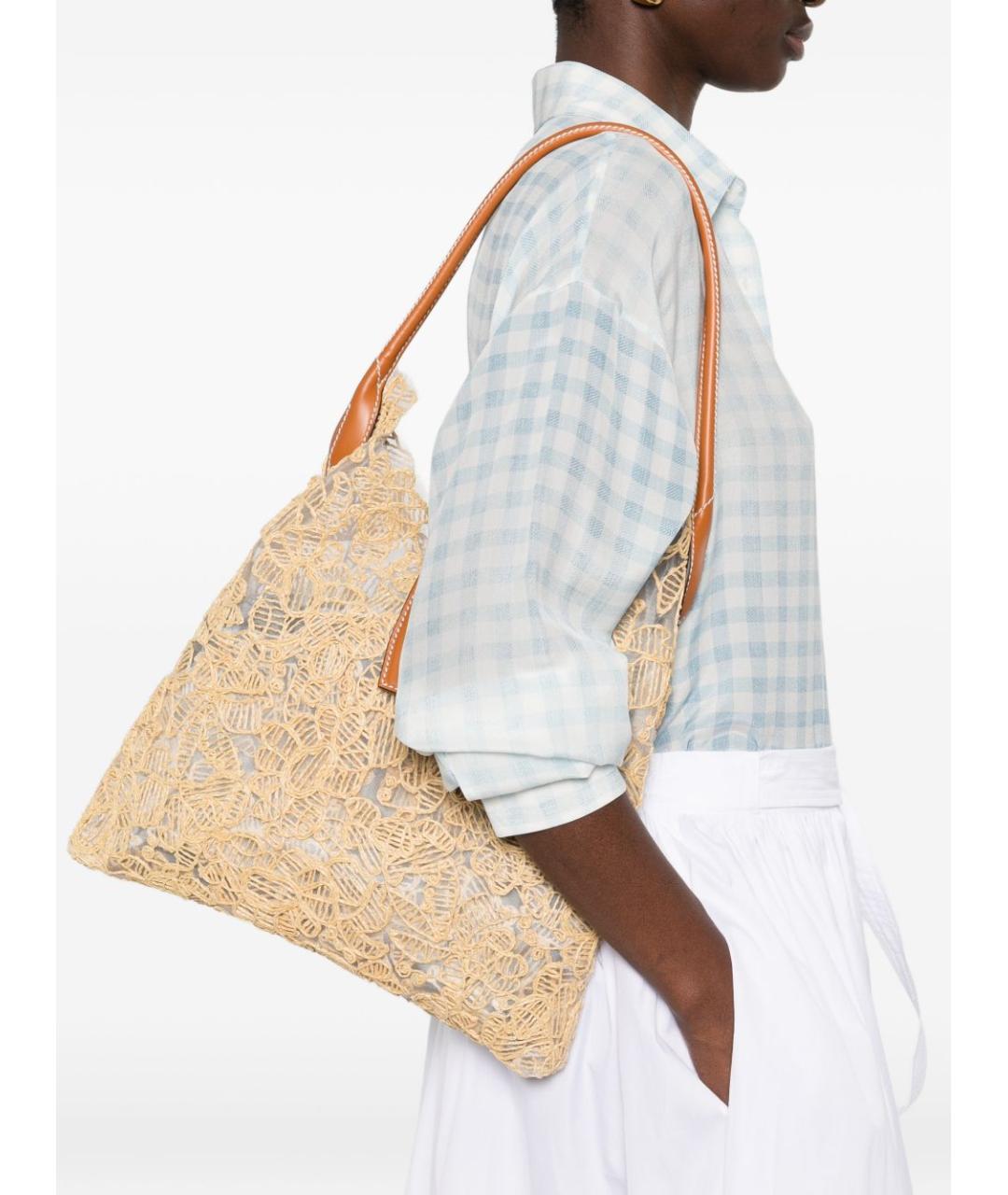 ERMANNO SCERVINO Бежевая пелетеная сумка тоут, фото 2