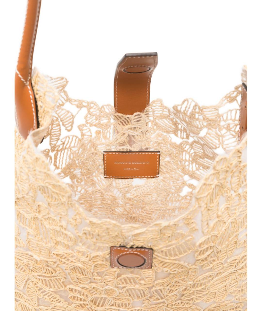 ERMANNO SCERVINO Бежевая пелетеная сумка тоут, фото 3