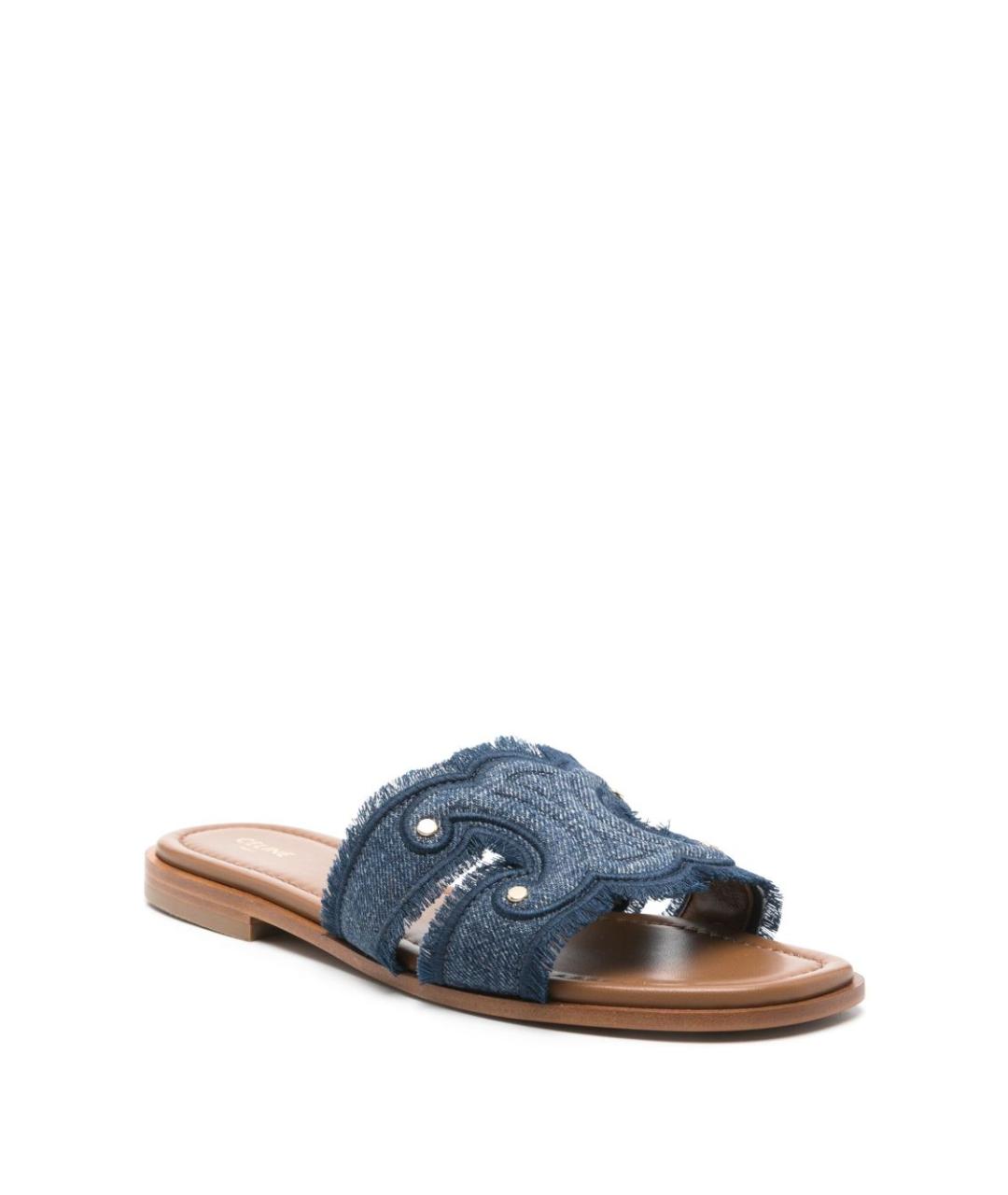 CELINE Синие текстильные шлепанцы, фото 2