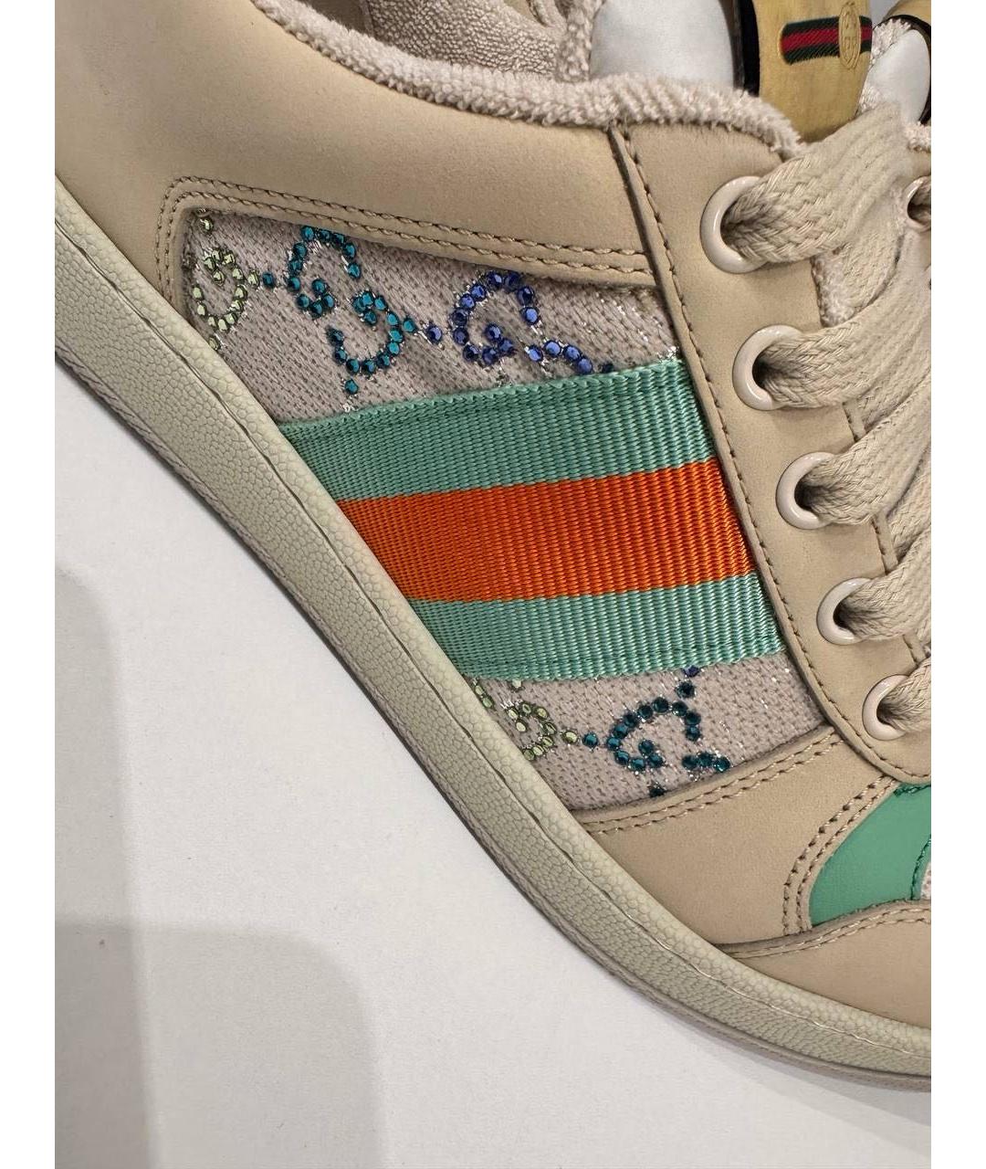 GUCCI Бежевые текстильные кроссовки, фото 5