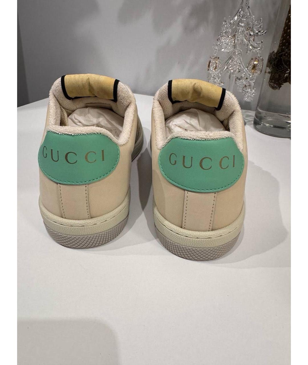 GUCCI Бежевые текстильные кроссовки, фото 4