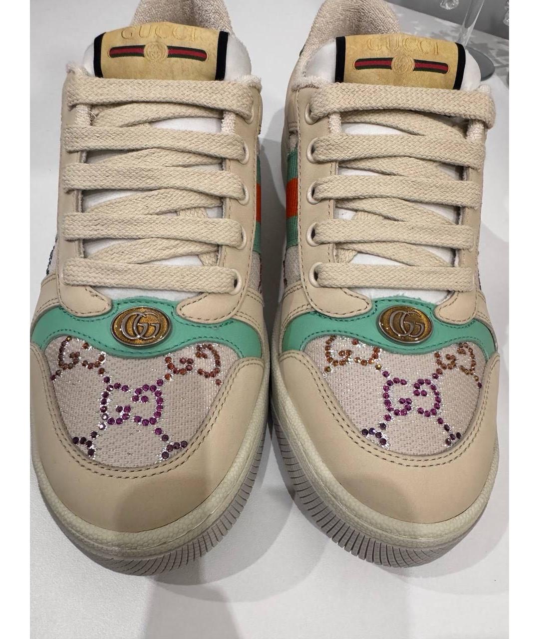 GUCCI Бежевые текстильные кроссовки, фото 3