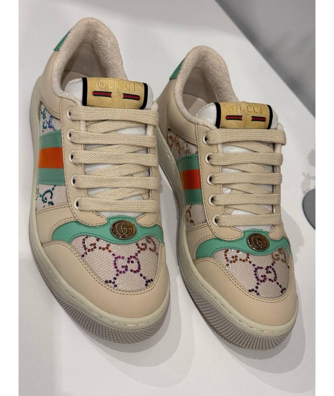 GUCCI Бежевые текстильные кроссовки, фото 2