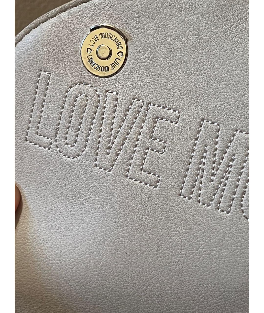 LOVE MOSCHINO Бежевая кожаная сумка через плечо, фото 6