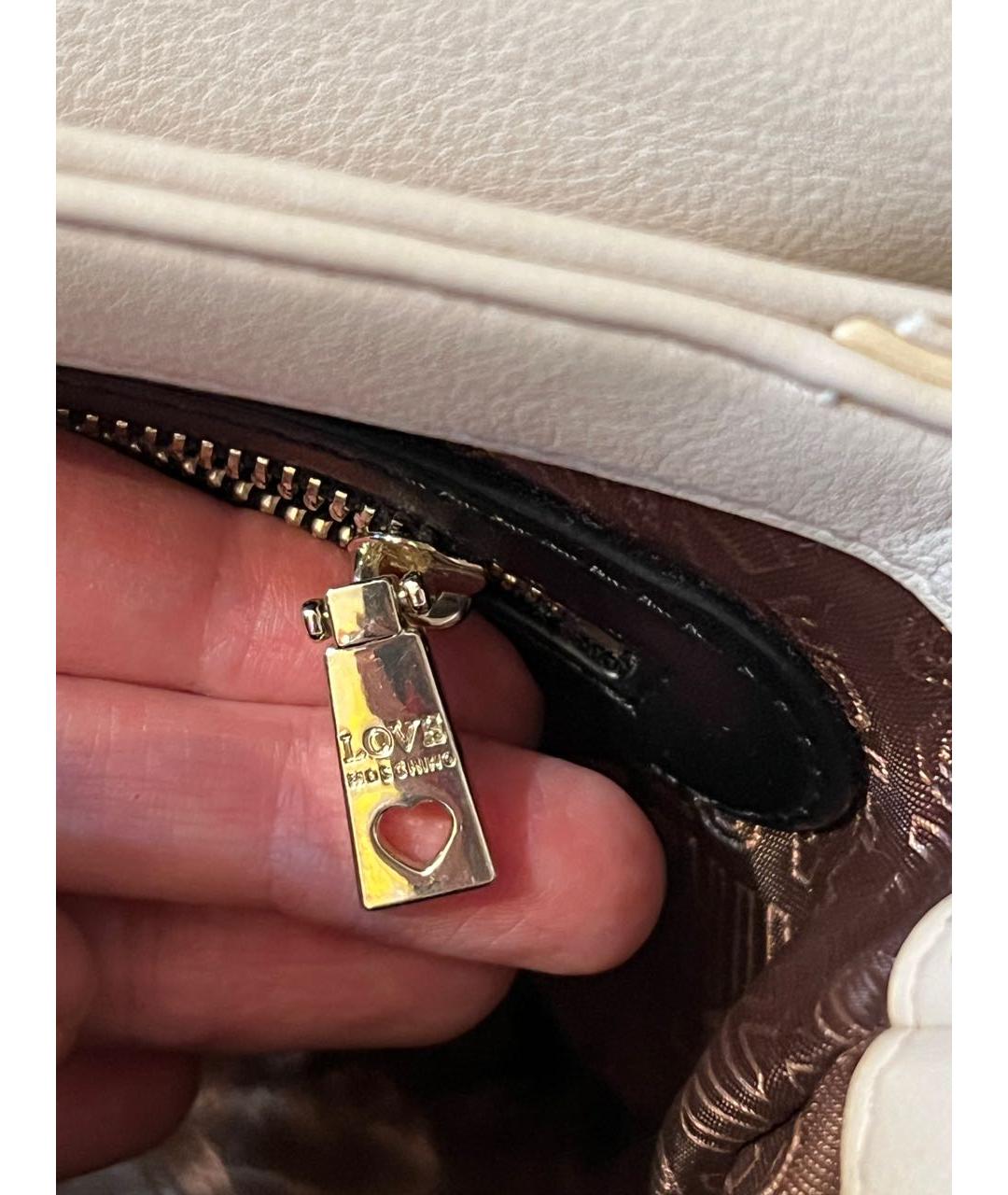 LOVE MOSCHINO Бежевая кожаная сумка через плечо, фото 7