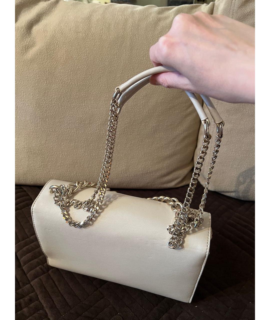 LOVE MOSCHINO Бежевая кожаная сумка через плечо, фото 3