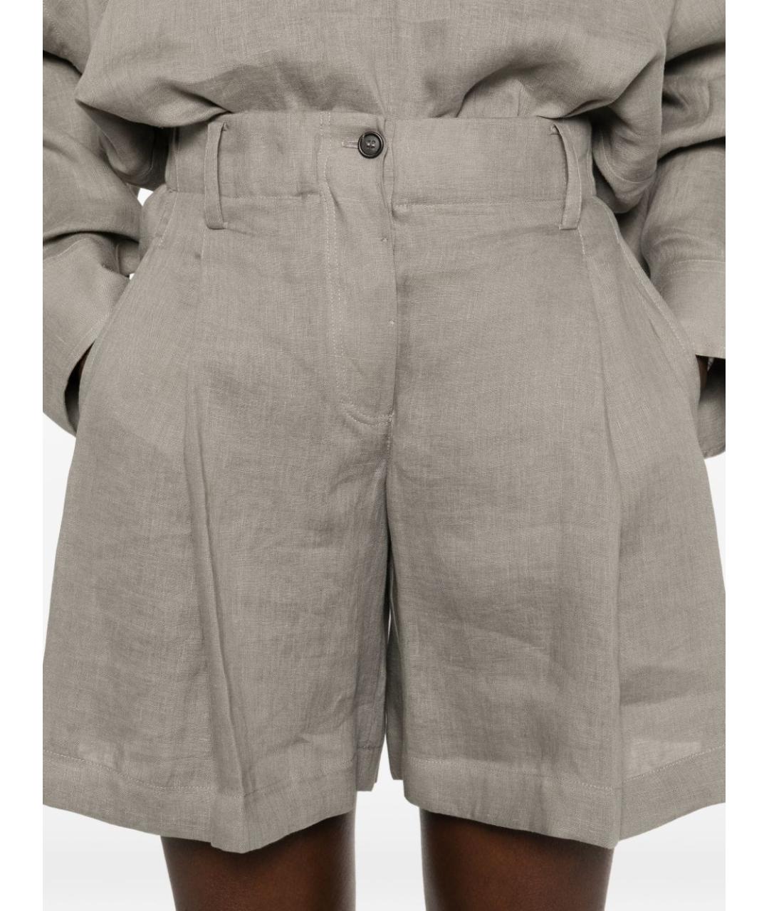 BRUNELLO CUCINELLI Хаки льняные шорты, фото 4