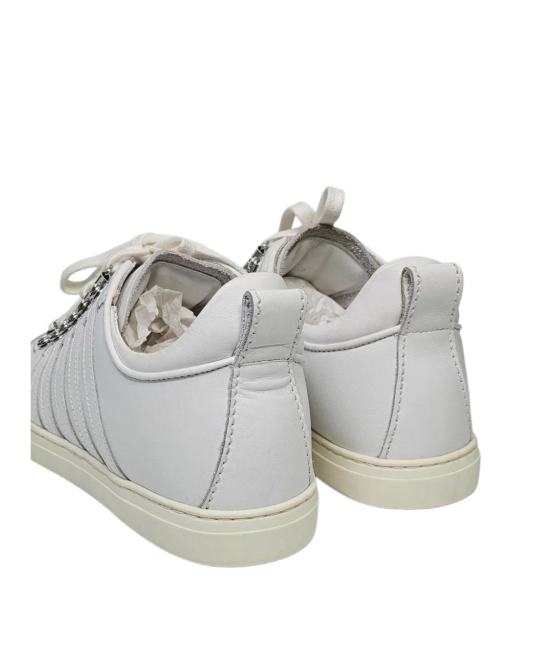 DSQUARED2 Белые кожаные низкие кроссовки / кеды, фото 5