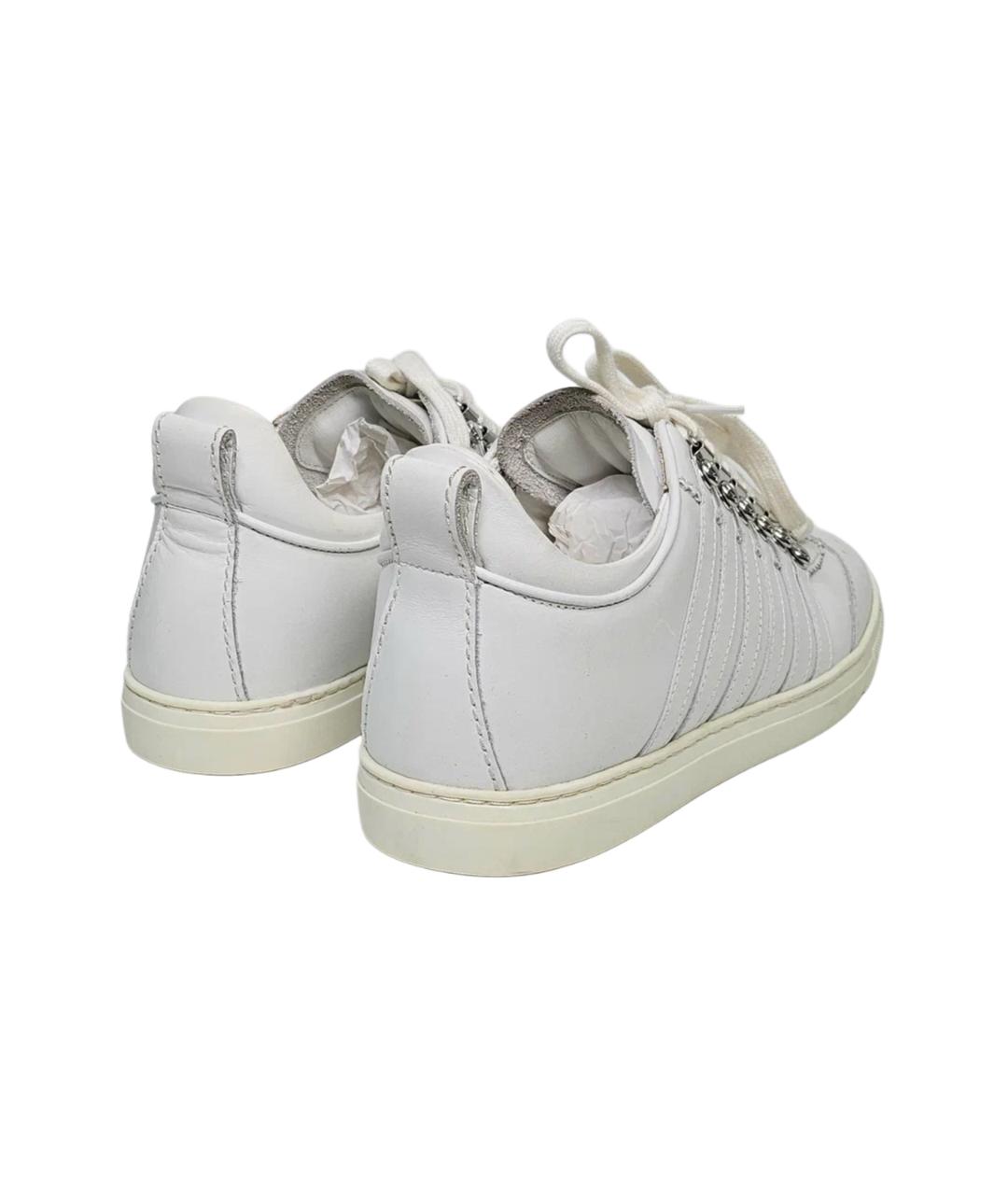 DSQUARED2 Белые кожаные низкие кроссовки / кеды, фото 6