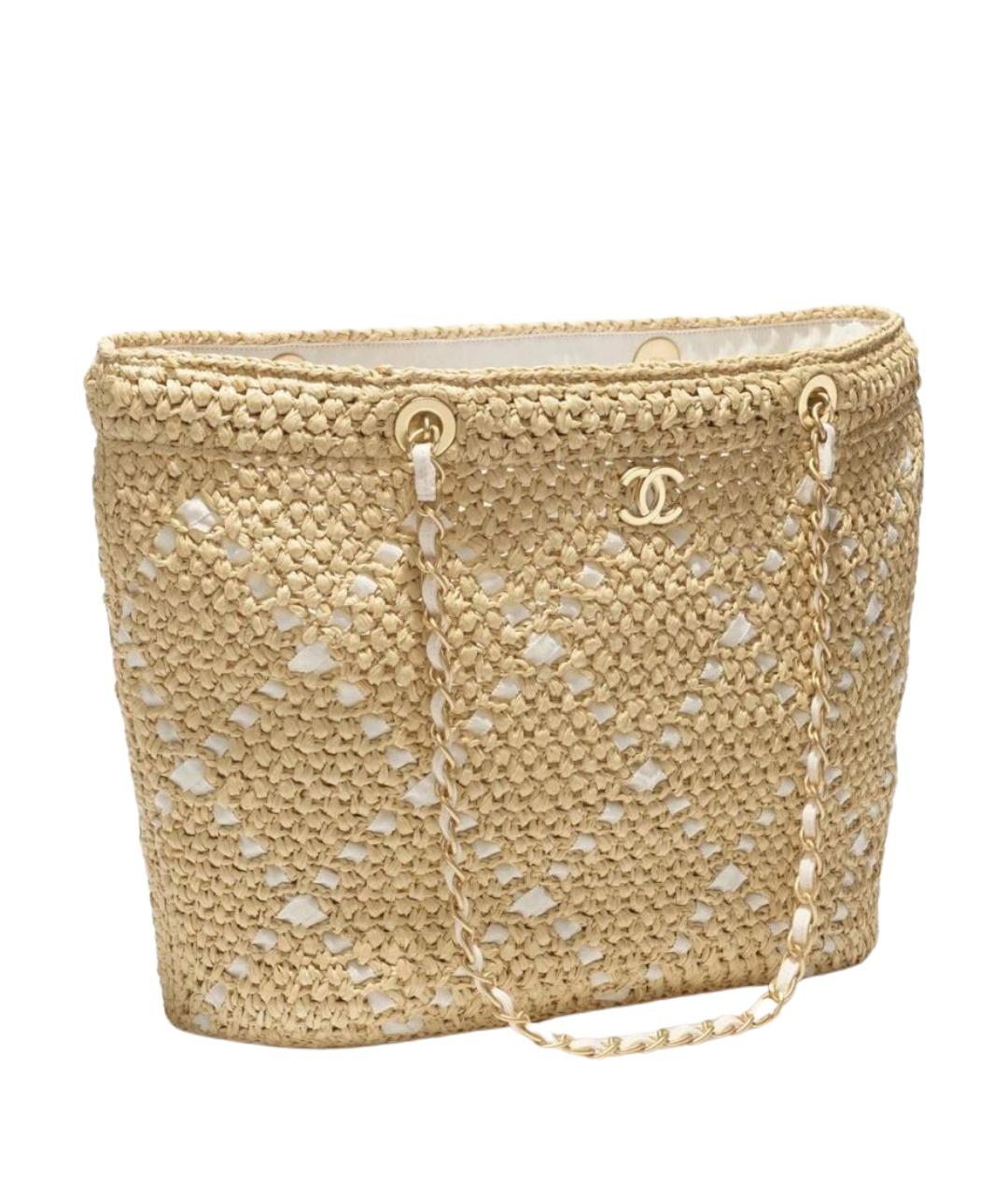 CHANEL Бежевая пелетеная сумка тоут, фото 1