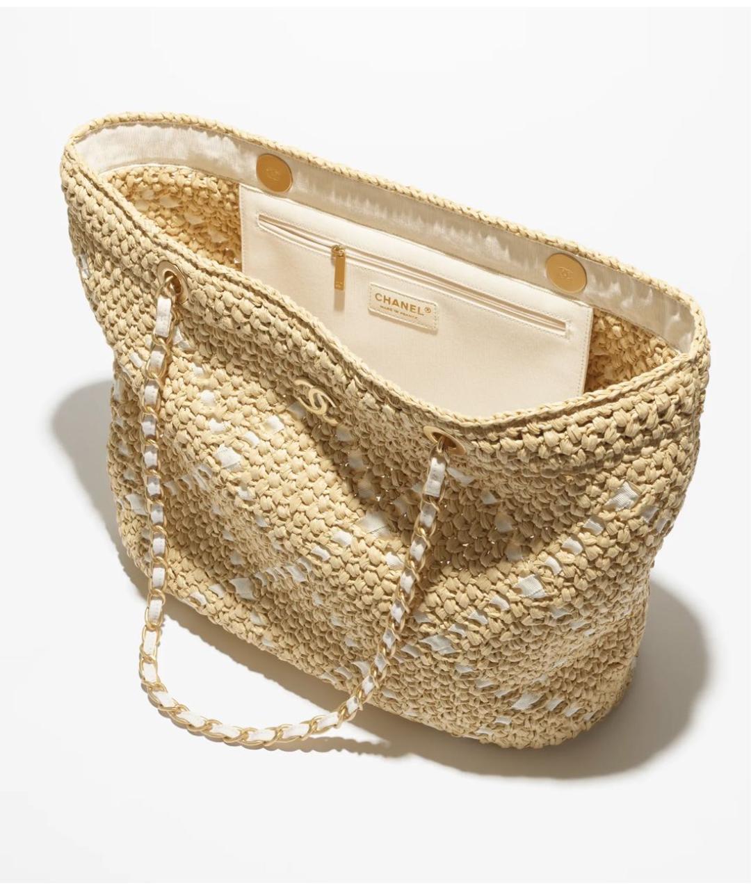 CHANEL Бежевая пелетеная сумка тоут, фото 3