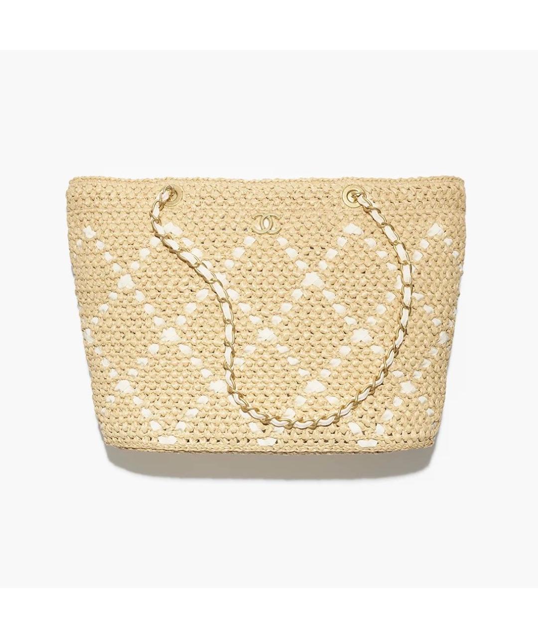 CHANEL Бежевая пелетеная сумка тоут, фото 2