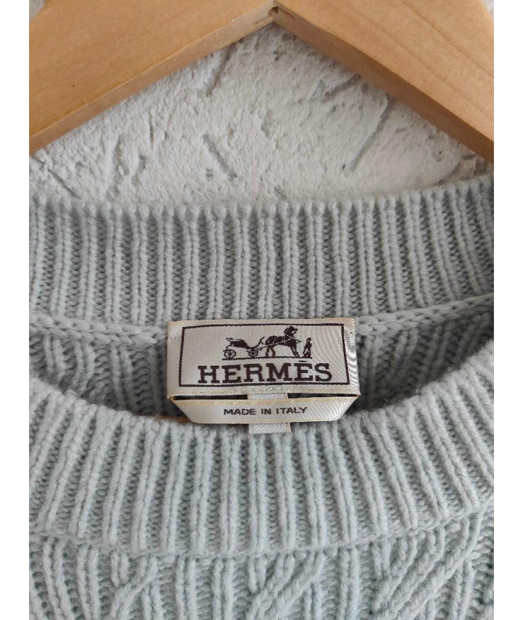 HERMES Голубой кашемировый джемпер / свитер, фото 8