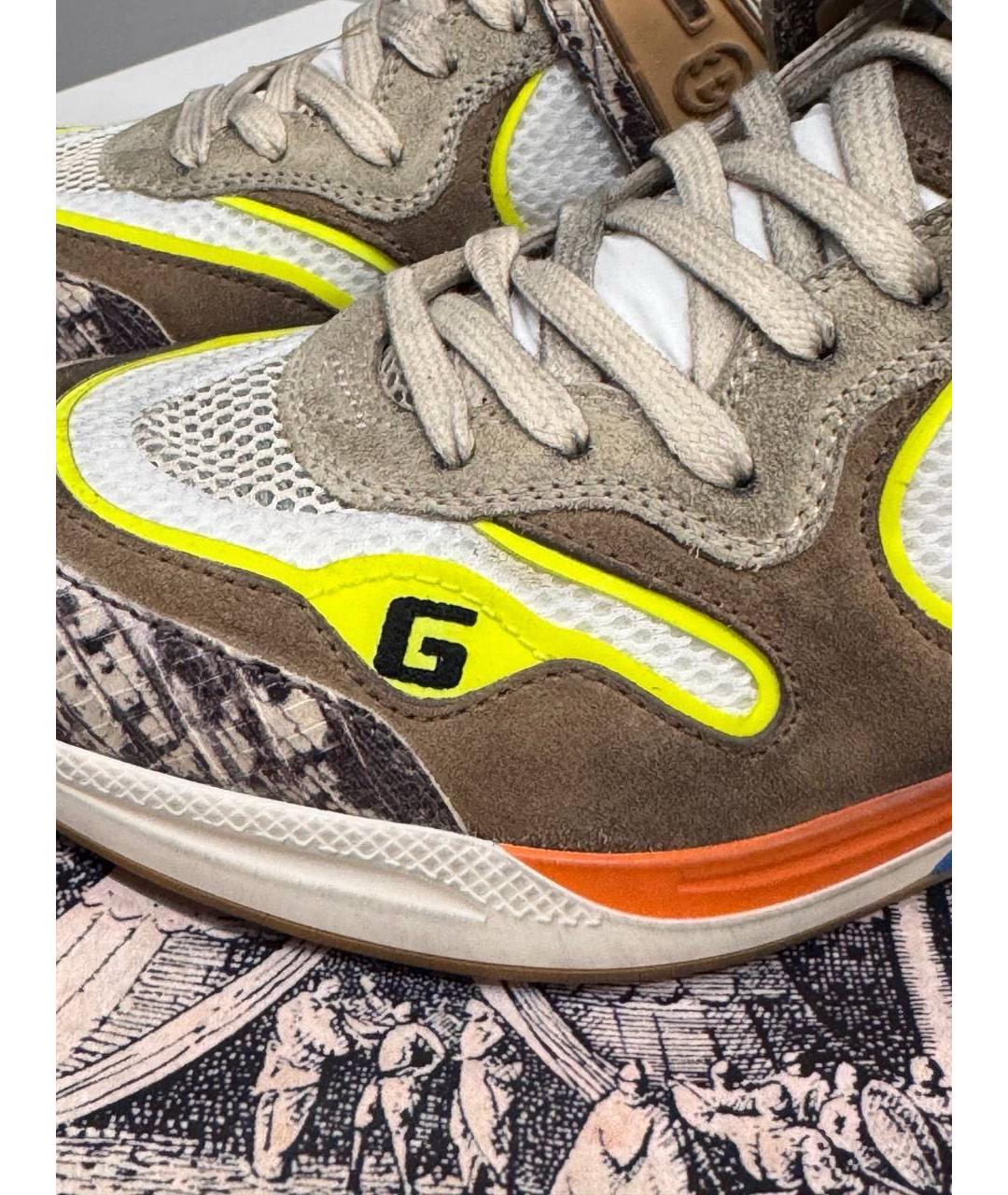 GUCCI Коричневые замшевые кроссовки, фото 2