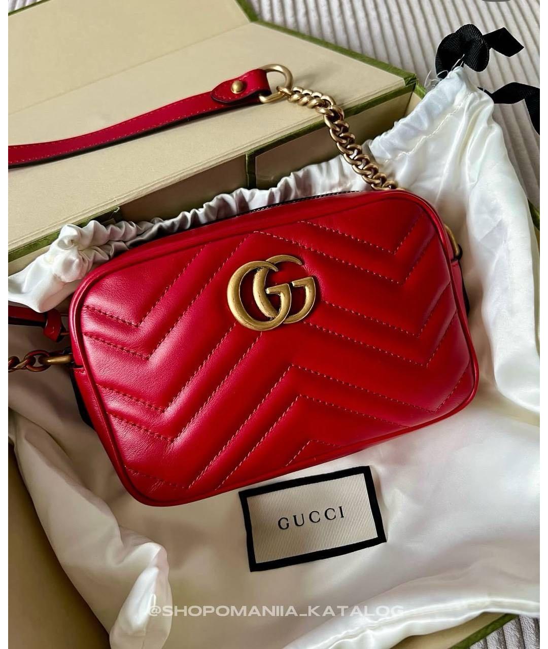 GUCCI Красная кожаная сумка через плечо, фото 3