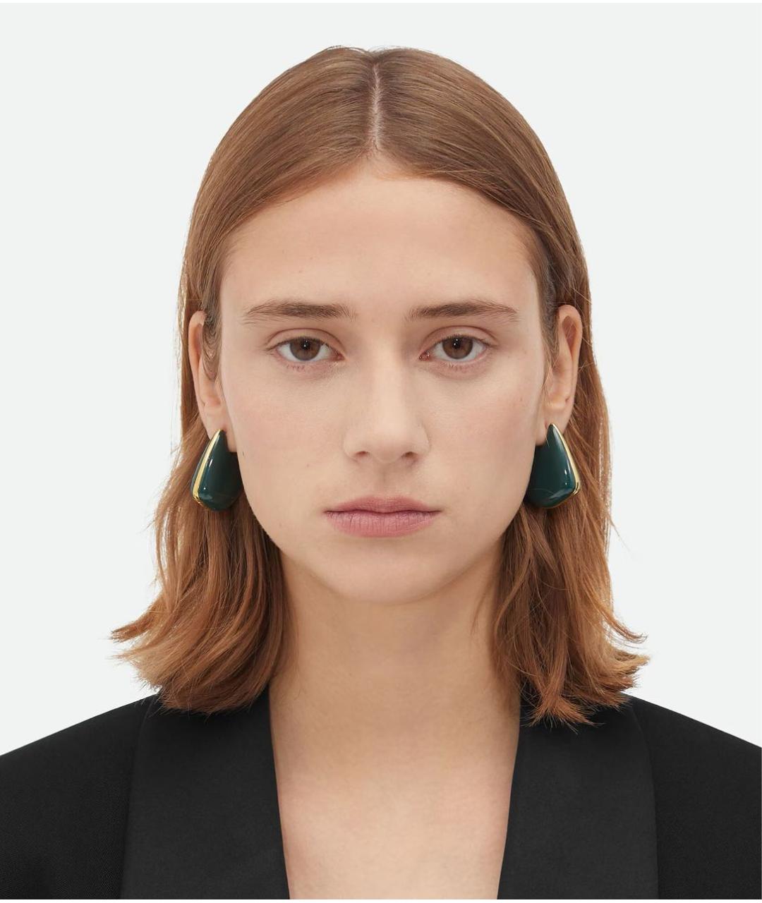 BOTTEGA VENETA Зеленые серебряные серьги, фото 2