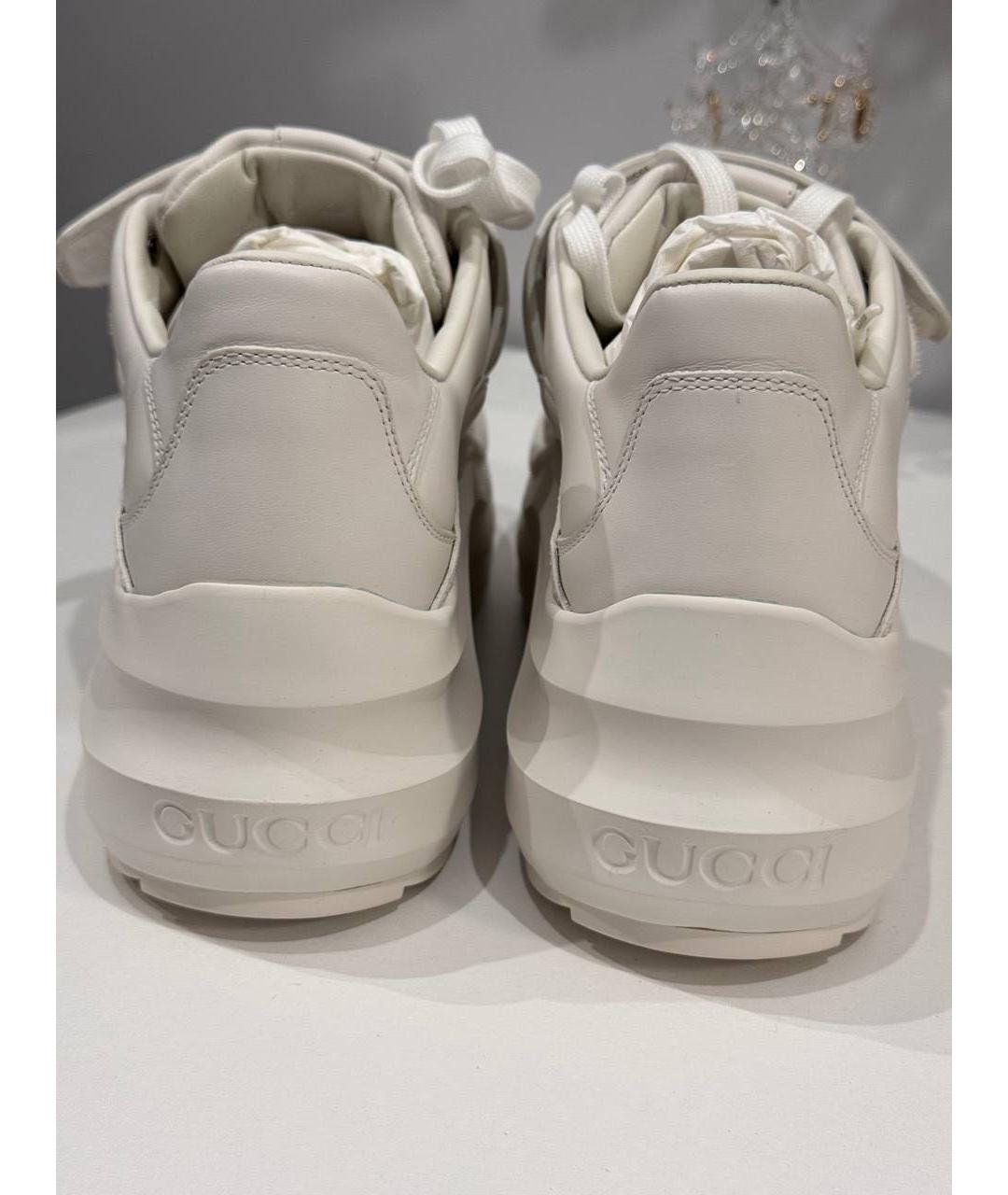 GUCCI Бежевые кожаные кроссовки, фото 4