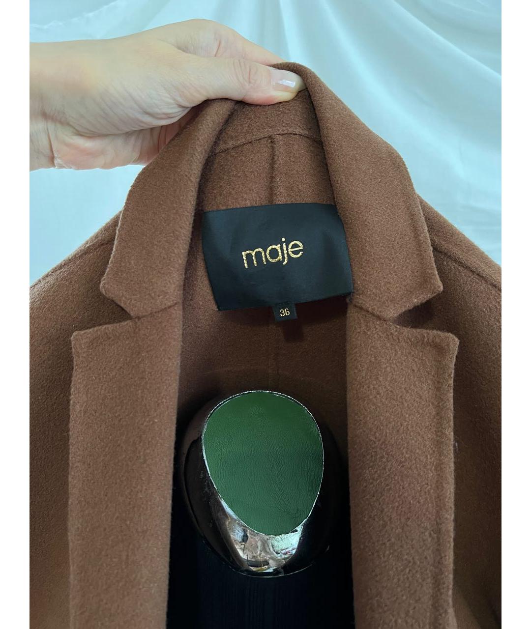 PINKO Коричневое шерстяное пальто, фото 3