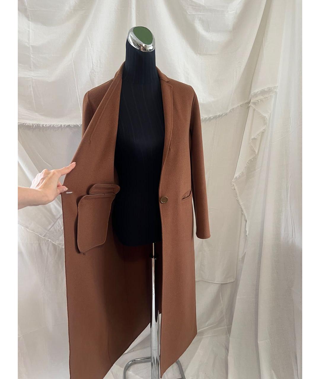 PINKO Коричневое шерстяное пальто, фото 6