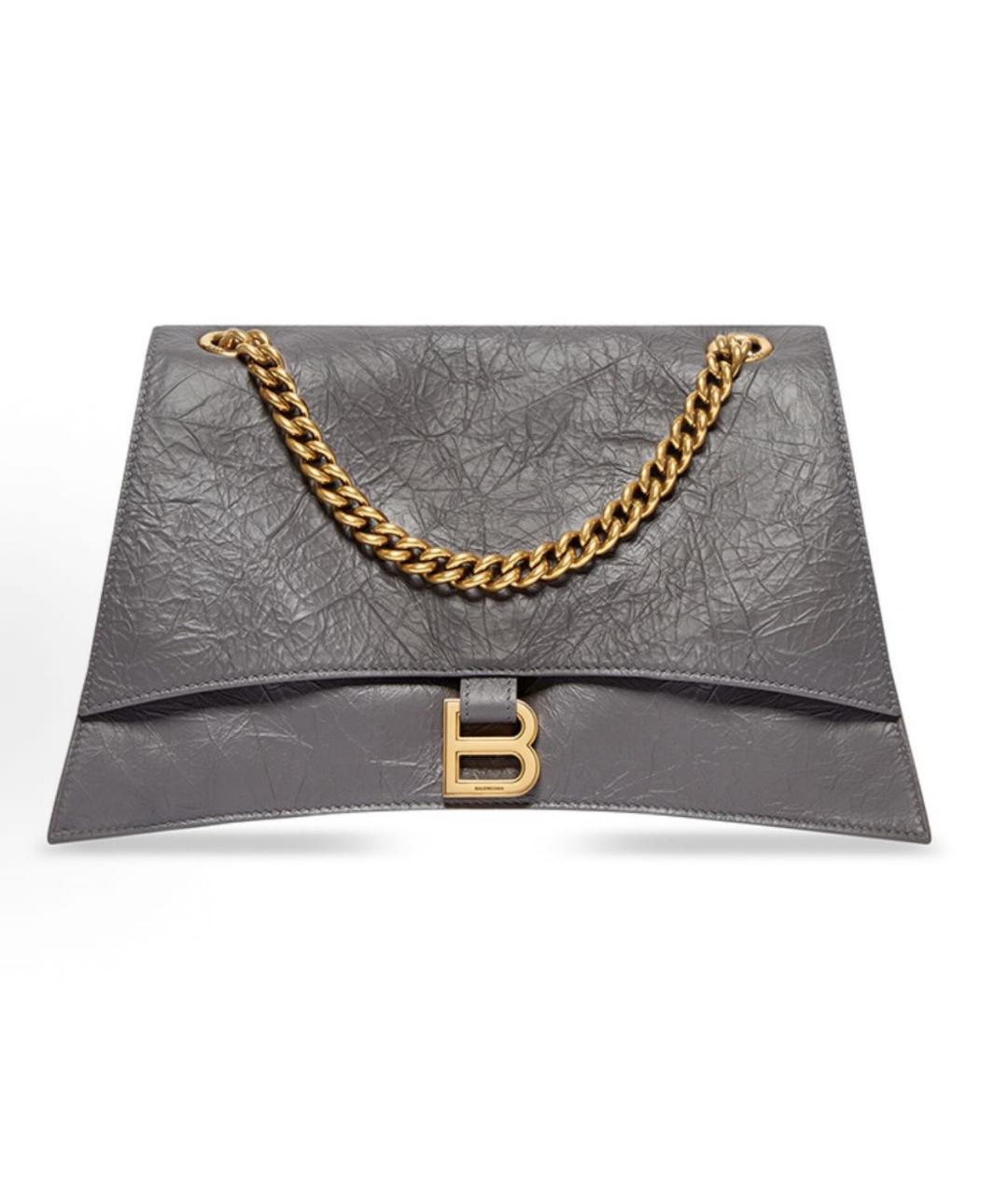 BALENCIAGA Серая кожаная сумка через плечо, фото 3