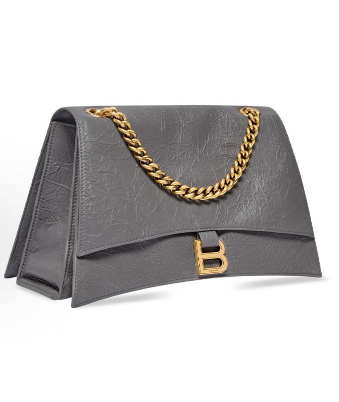 BALENCIAGA Серая кожаная сумка через плечо, фото 2
