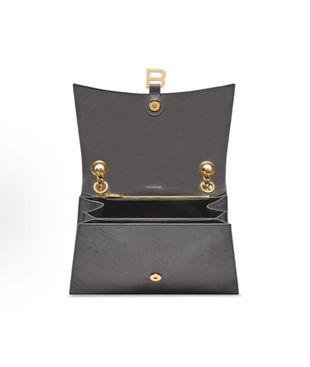 BALENCIAGA Серая кожаная сумка через плечо, фото 4