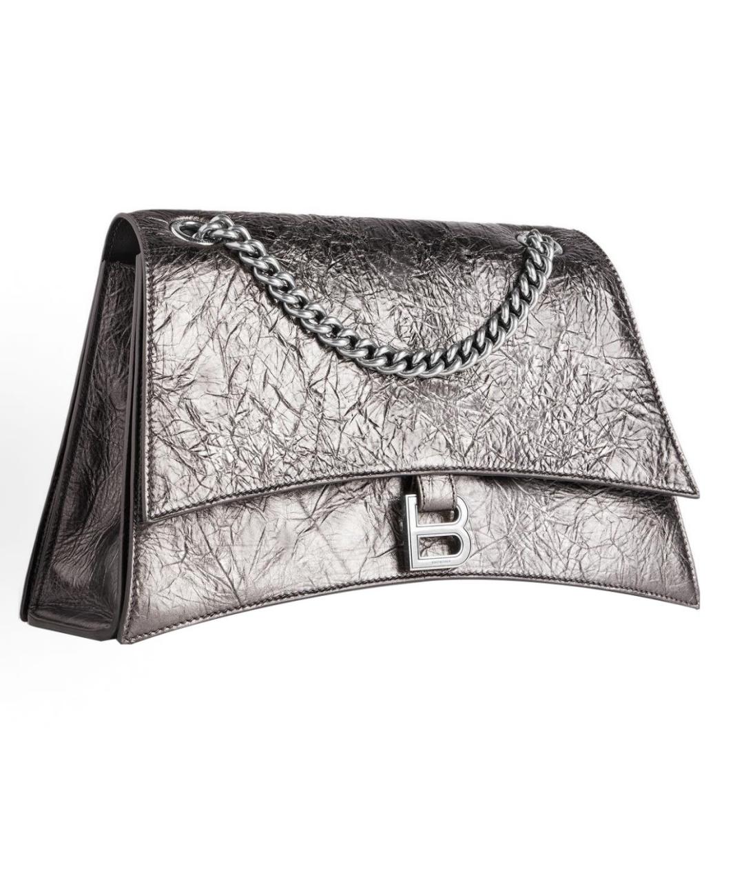 BALENCIAGA Серебряная кожаная сумка через плечо, фото 3