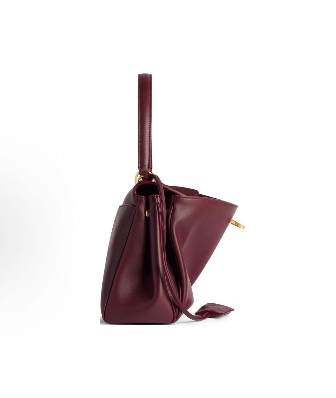 BALENCIAGA Бордовая кожаная сумка с короткими ручками, фото 4