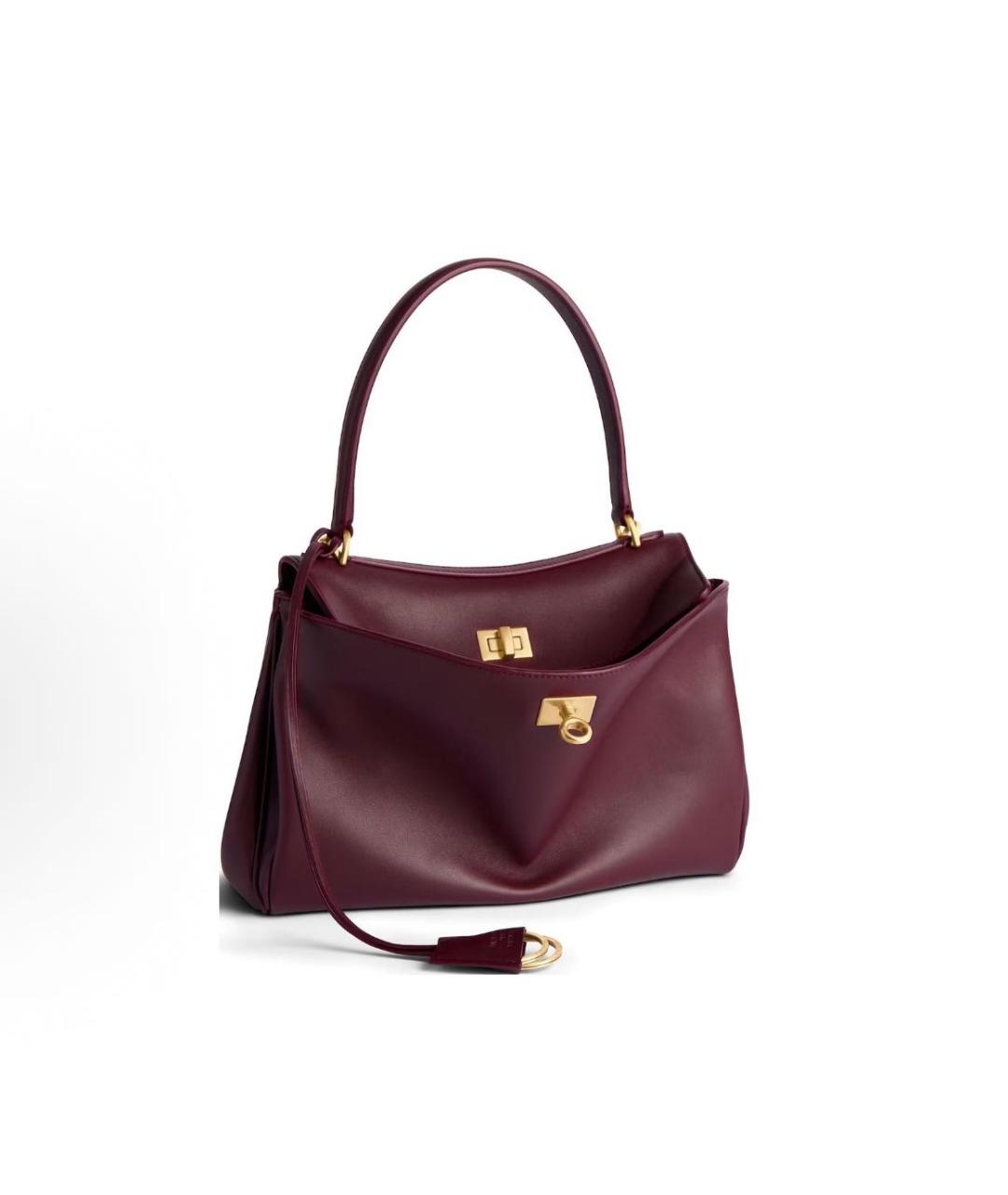 BALENCIAGA Бордовая кожаная сумка с короткими ручками, фото 3