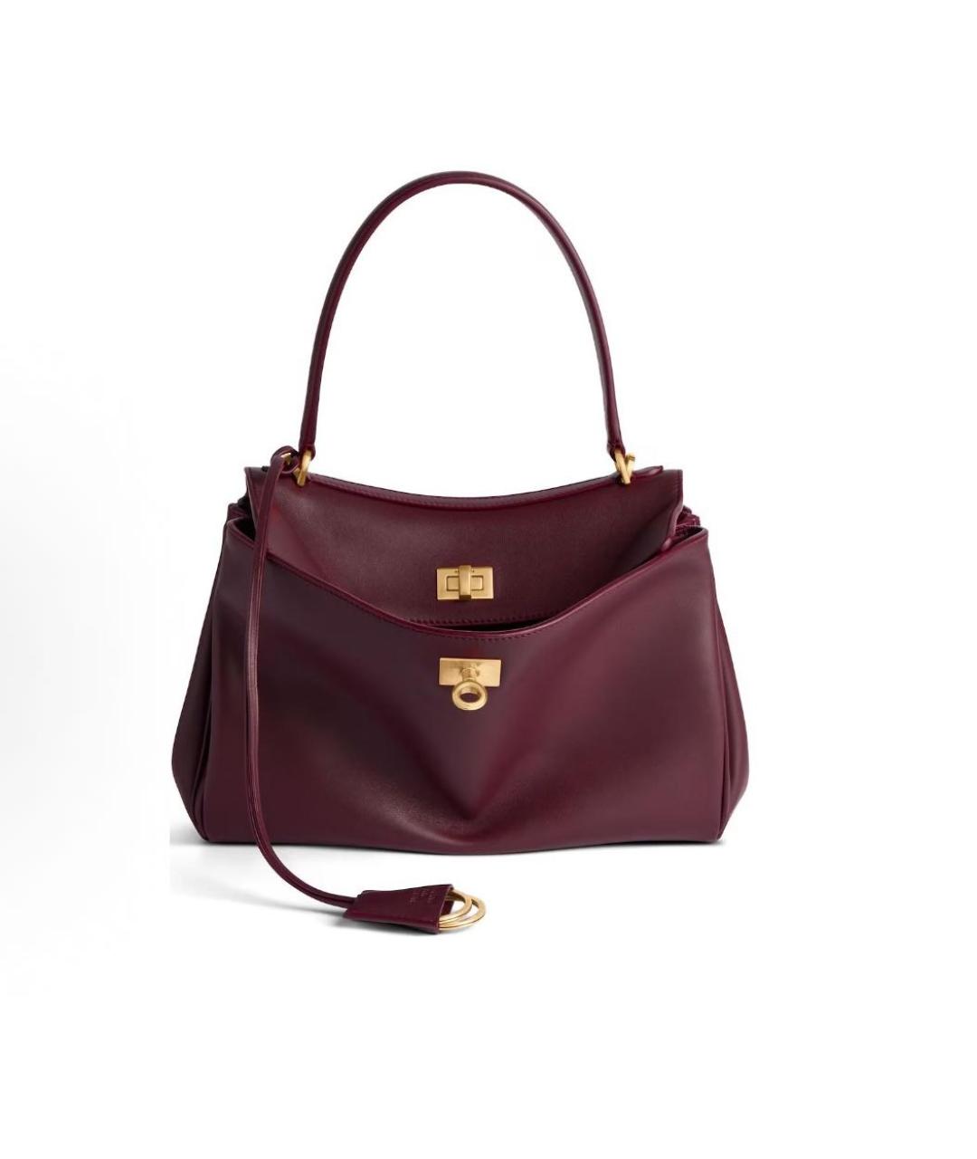 BALENCIAGA Бордовая кожаная сумка с короткими ручками, фото 5