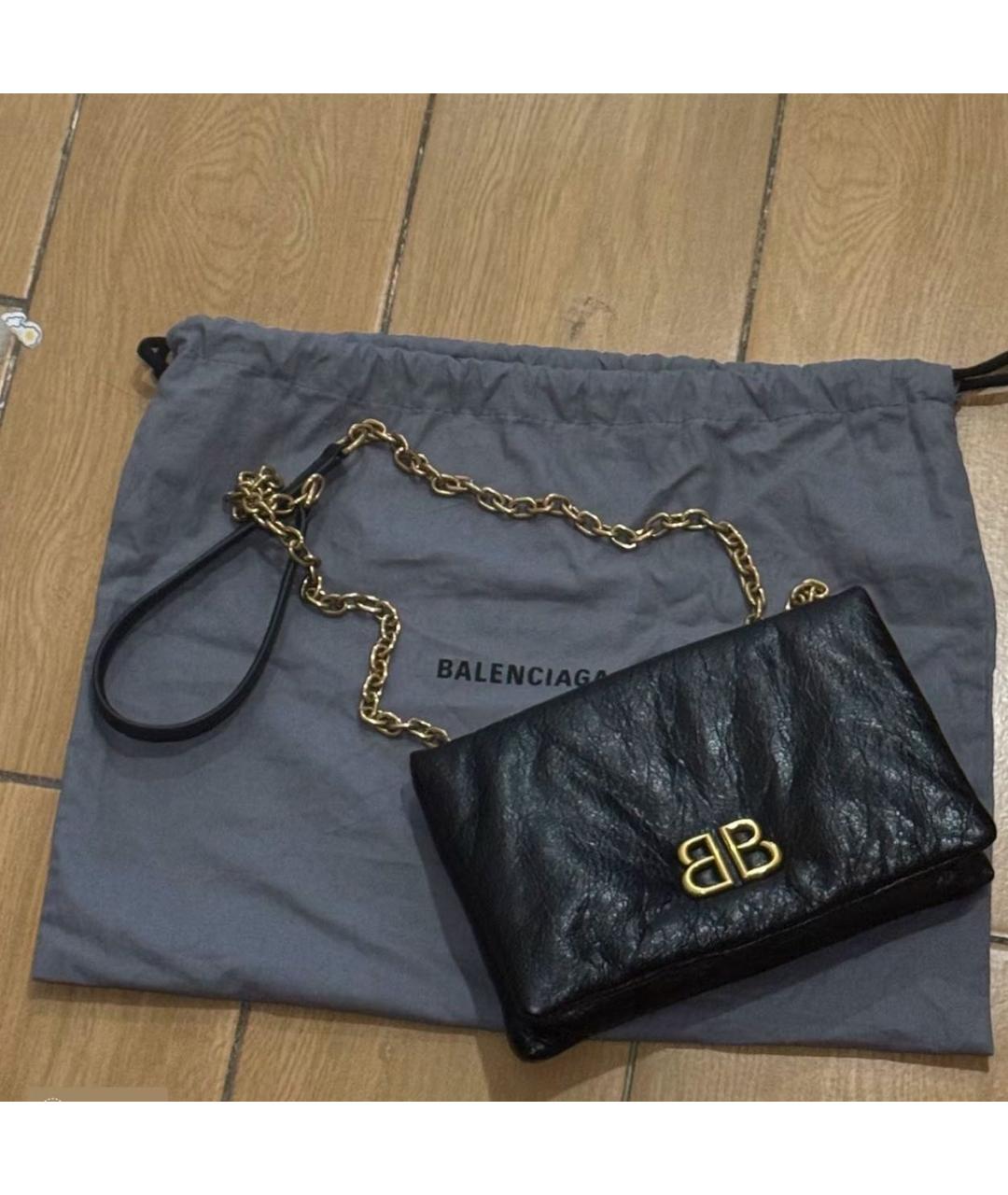 BALENCIAGA Черная кожаная сумка через плечо, фото 4